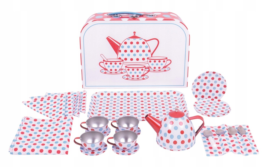 Koszyk piknikowy dla lalek zestaw herbaciany