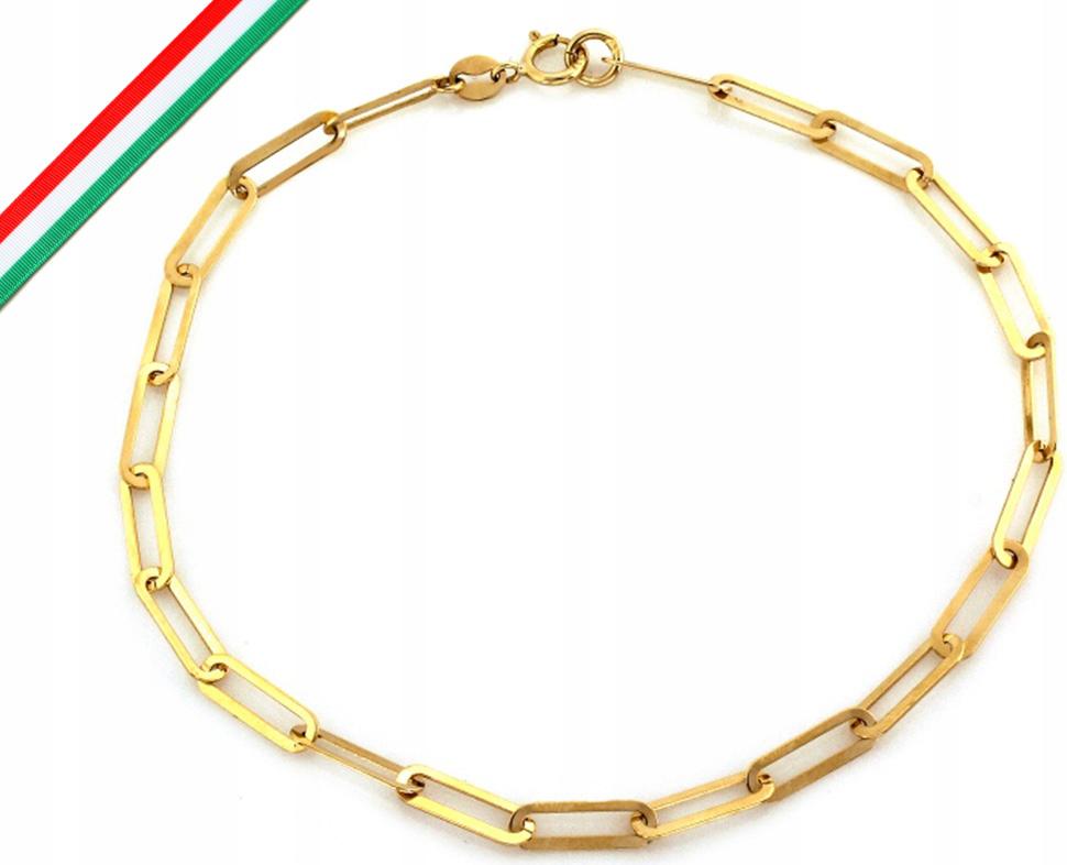 Złota bransoletka 375 z ogniw łańcucha 18,5 cm elegancki modny wzór 9k