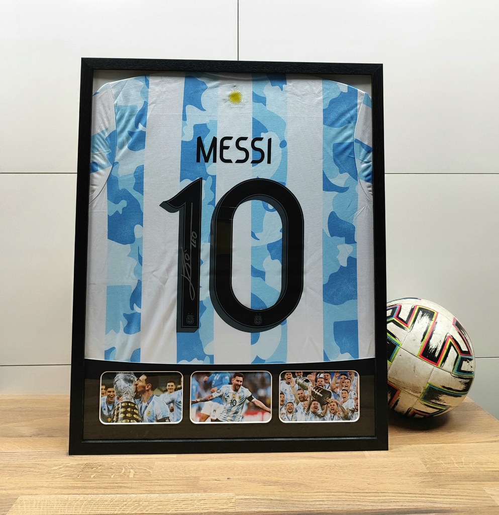 Messi, Argentyna - koszulka z autografem w ramie od 1ZŁ (zag)