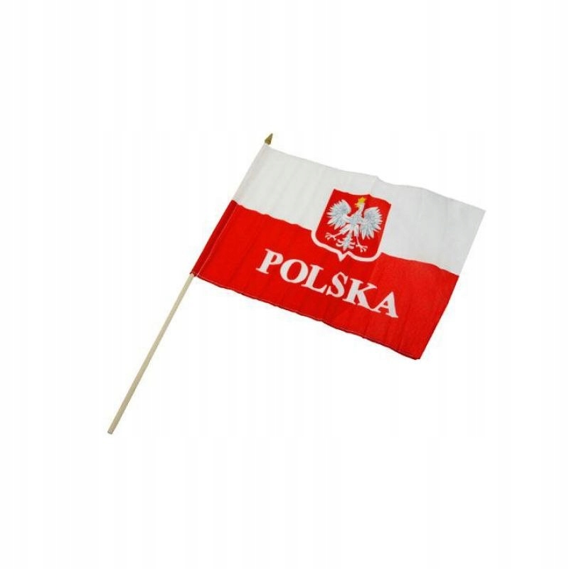 Flaga z drewnianym uchwytem POLSKA 30x40 cm 30x40