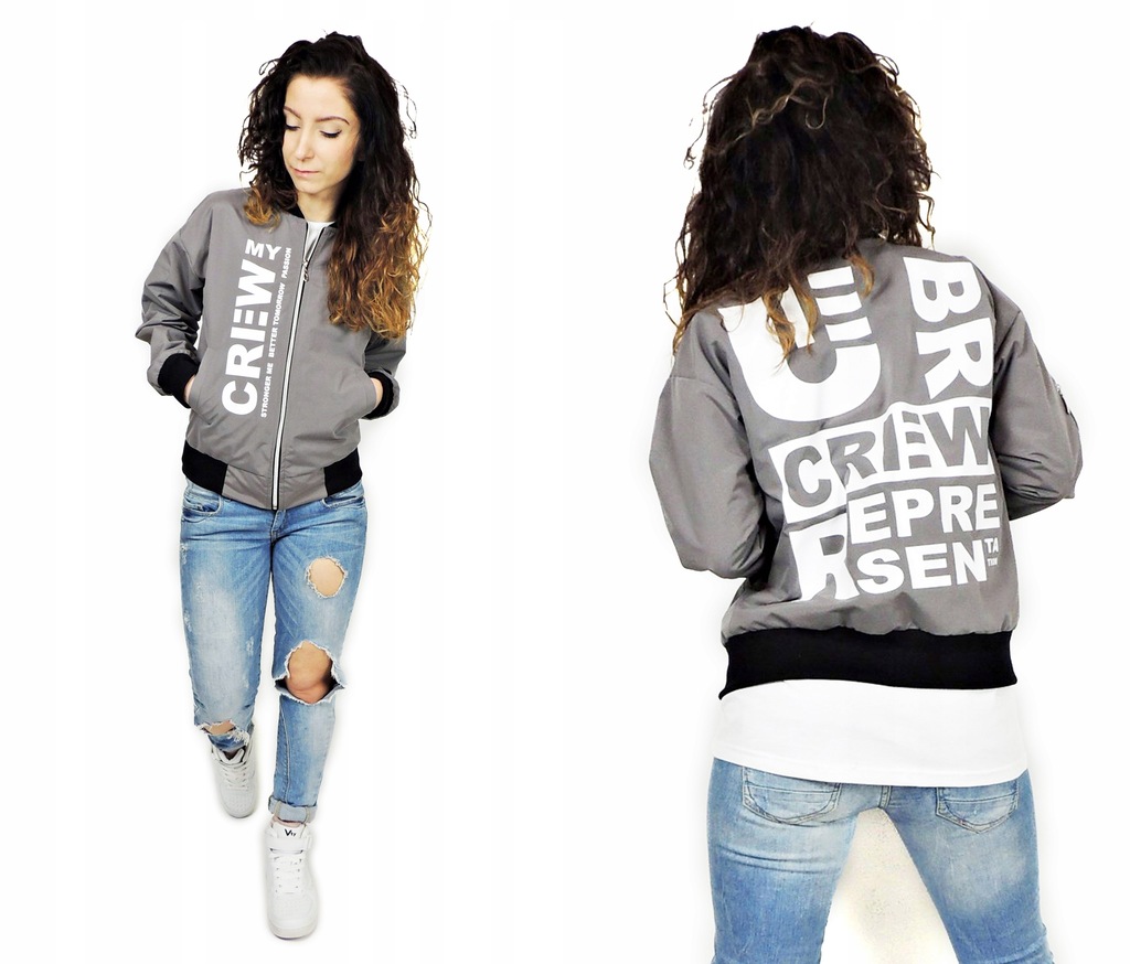 KURTKA SZARA BOMBERKA 152 HIP HOP STREET WEAR