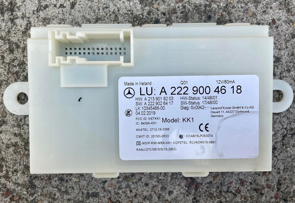 Mercedes E-klasa W213 S-klasa W222 moduł keyless