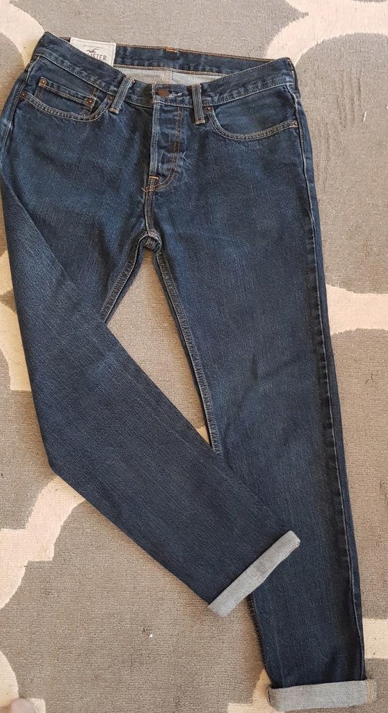 HOLLISTER CLASSIC TRAPER jeansy granatowe 31/30