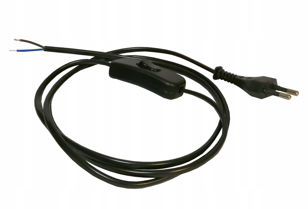 Kabel przewód z wtyczką i wyłącznikiem CZARNY 3m