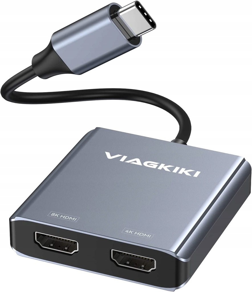 Viagkiki Podwójny Adapter HDMI 4K/8K USB-C OUTLET