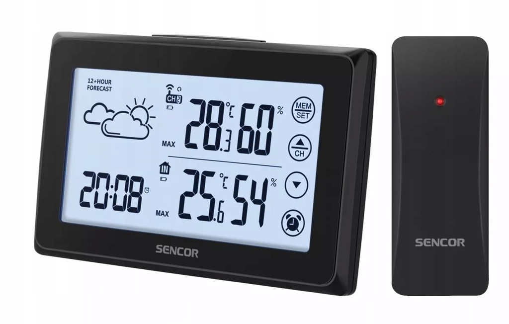 Sencor Stacja pogody SWS 2850 dotykowy wyświetlacz, budzik, 1czujnik zewnęt