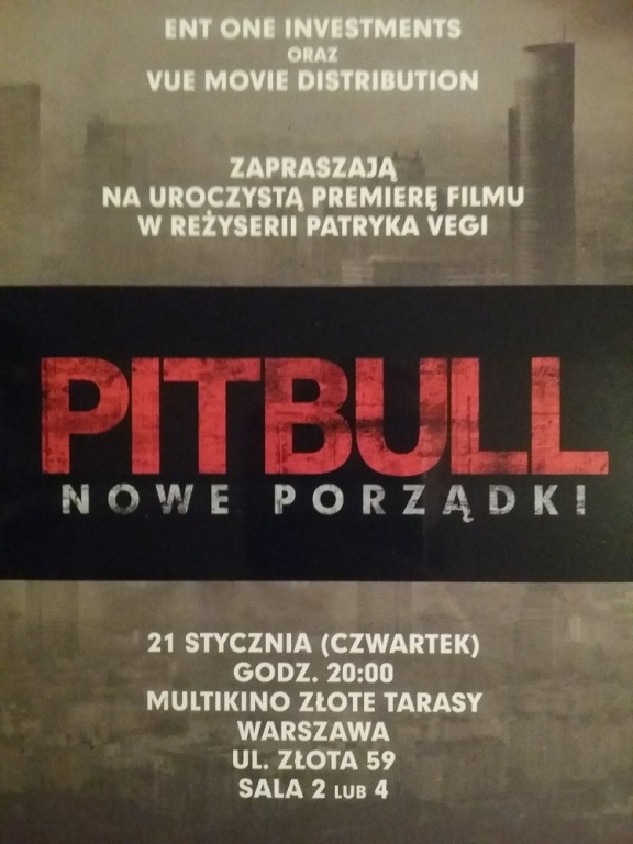 Pitbull Nowe Porządki Premierowe zaproszenie.