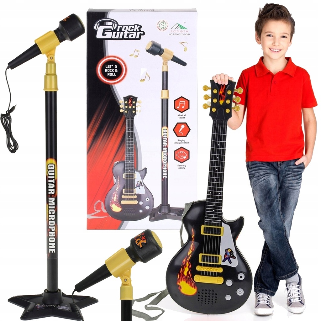 Zabawkowa Gitara DLA DZIECI Elektryczna + Mikrofon