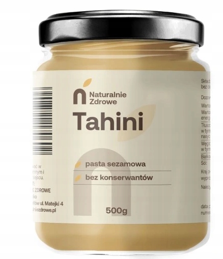 TAHINI PASTA SEZAMOWA 500 g Naturalnie Zdrowe