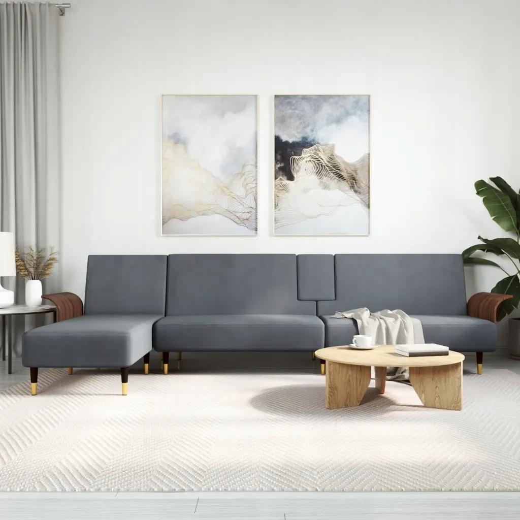 Sofa rozkładana L, ciemnoszara, 279x140x70 cm, aks