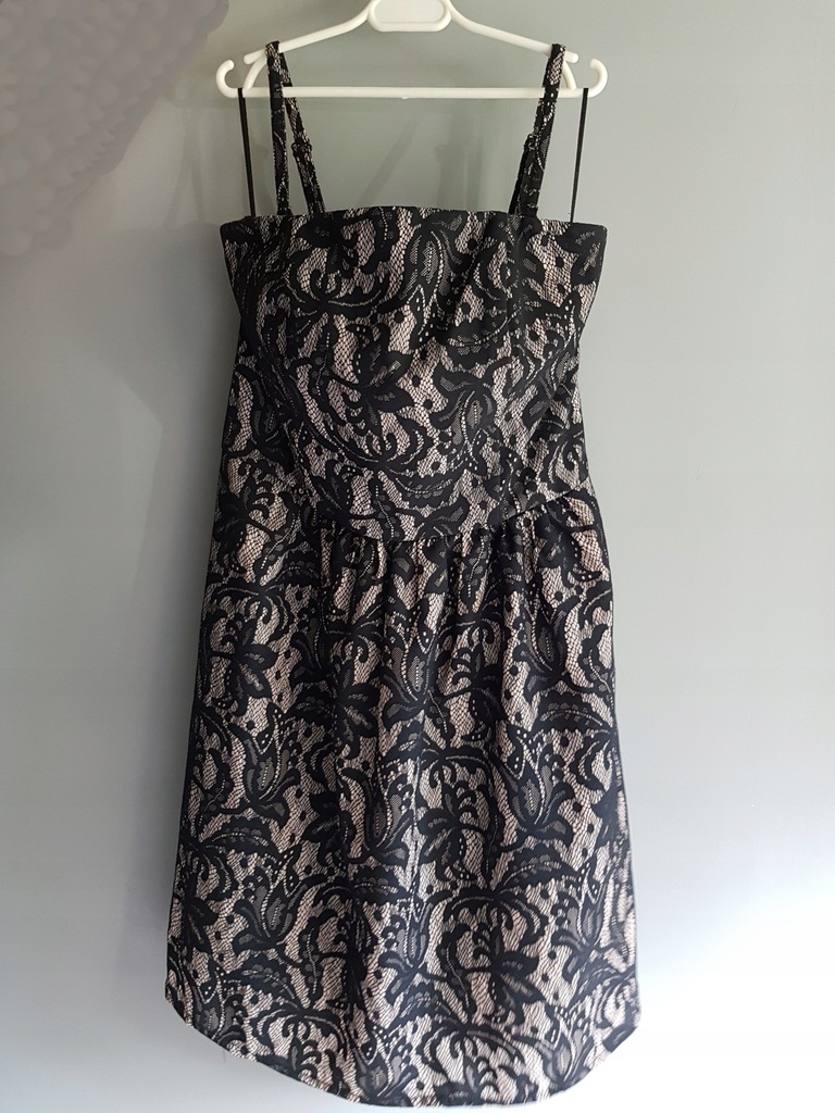 Koronkowa, Czarno-Beżowa Sukienka - 36 - Reserved