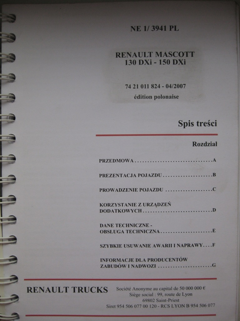 RENAULT Mascott 130 DXi instrukcja Mascott 150 DXI
