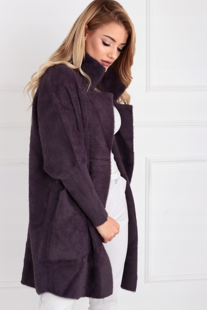 PŁASZCZ ALPAKA PROMOCJA KOLOR ŚLIWKOWY 1918 - 8918274725 - oficjalne