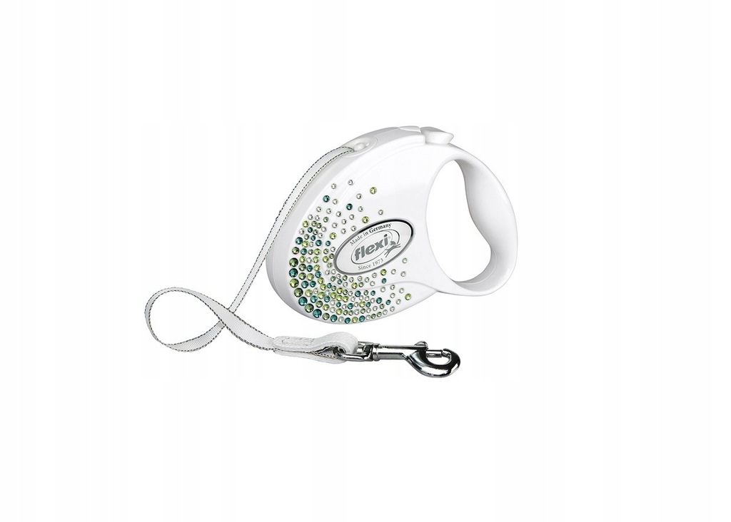 FLEXI Smycz Glam Splash Leaf, S TAŚMA 3m, biała