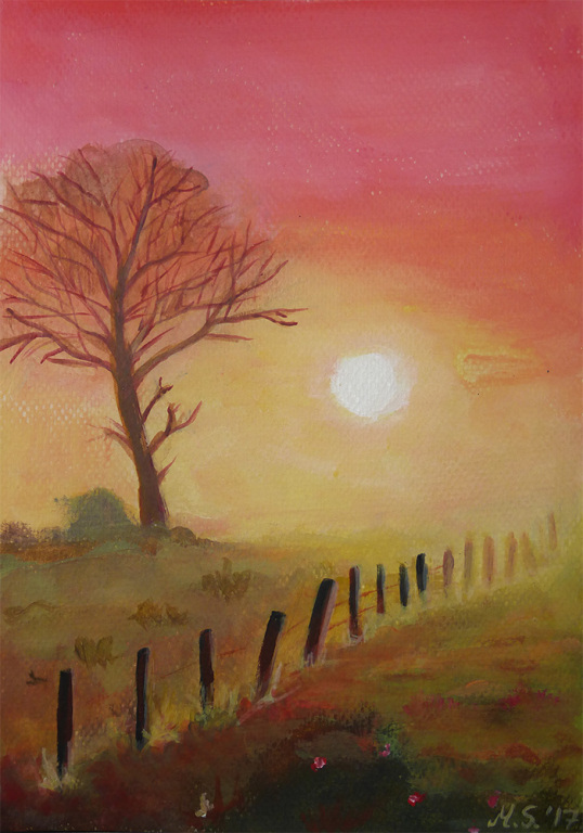 "Zachód słońca" - obrazek 14,8 x 21 cm