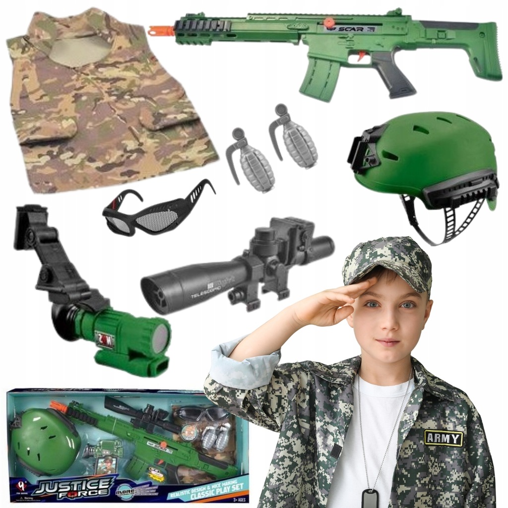 ZESTAW WOJSKOWY MILITARNY ŻOŁNIERZ DLA DZIECI+AKCESORIA ZABAWKA DLA DZIECI