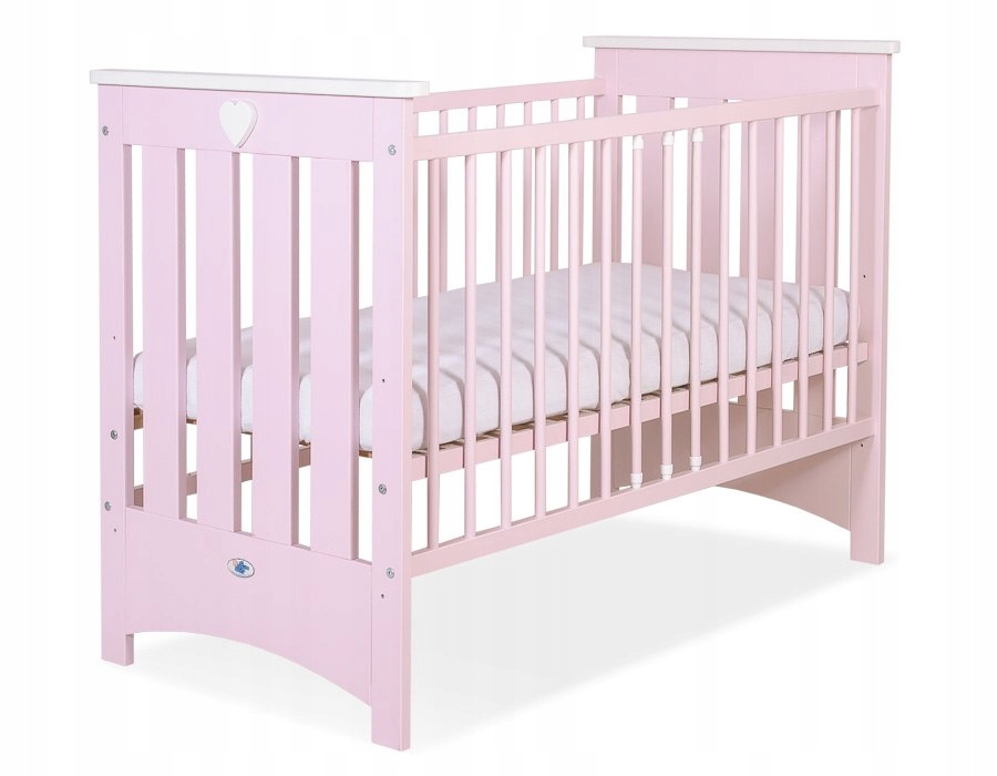 Drewniane łóżeczko dla niemowląt różowe 120x60cm L