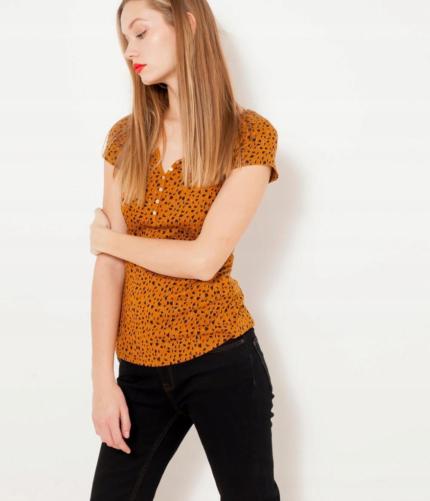 P0V041 CAMAIEU__ML1 T-SHIRT ANIMAL PRINT GUZIKI_XS