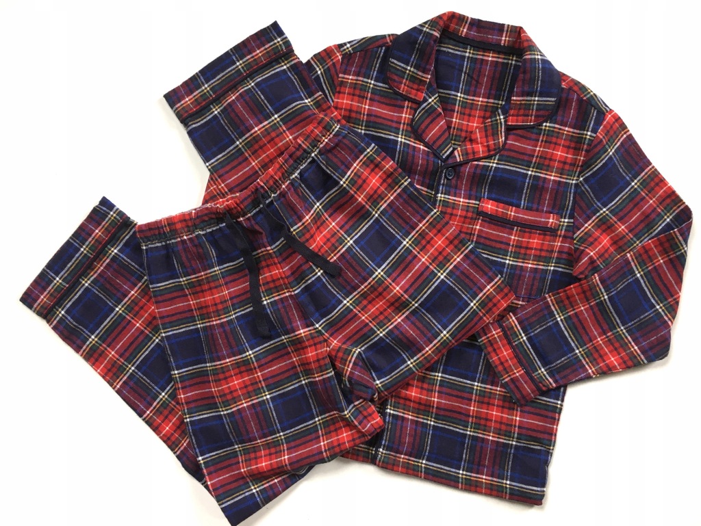 M&S flanelowa piżama kratka 128 7-8 lat
