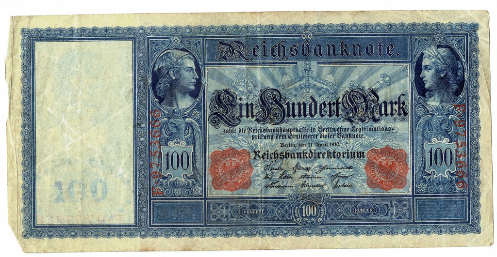 Banknot 100 marek z 1910 roku