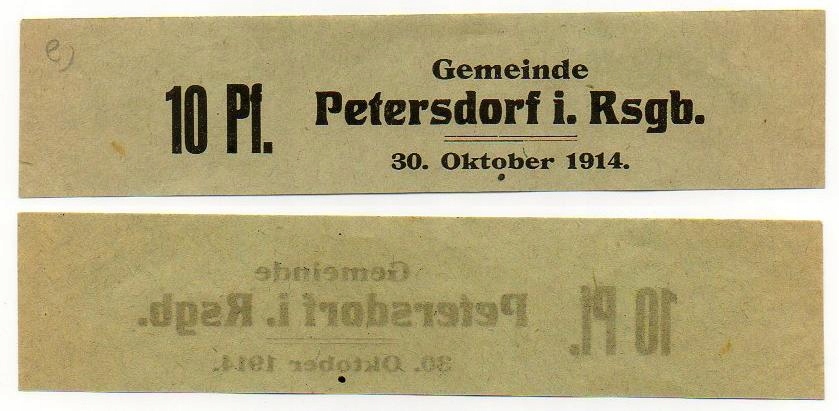 PIECHOWICE Petersdorf 10 Pf. 1914. E bez stempla