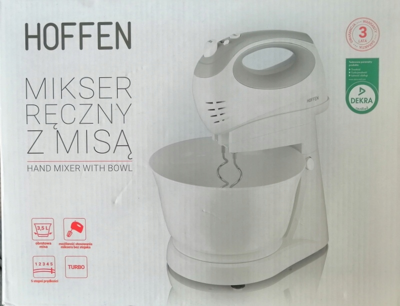 Mikser Ręczny z Misą Hoffen HMB-1083 300W Biały