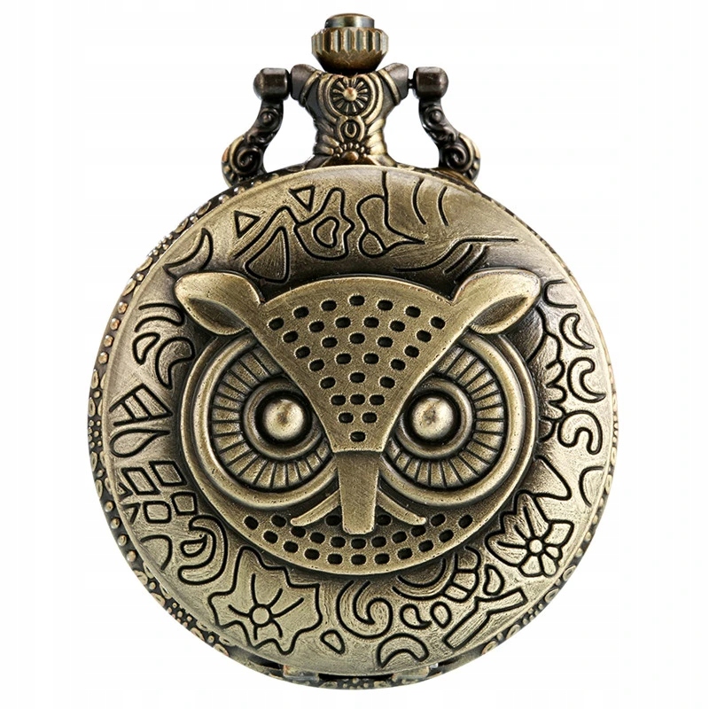 Kieszonkowy Zegarek Brąz Klasyczny Otwierany na Łańcuszku - Sowa Hedwiga HP