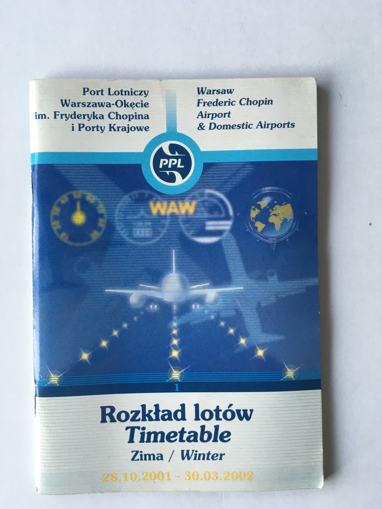 Rozkład lotów Lotnisko Chopina Okęcie 2001 2002