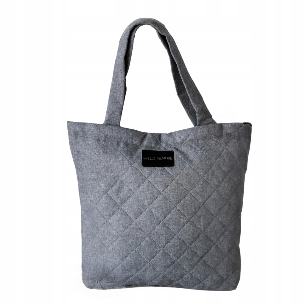 Pojemna torba ozdobna szara dla mamy do szpitala wyprawka poród rozm. L