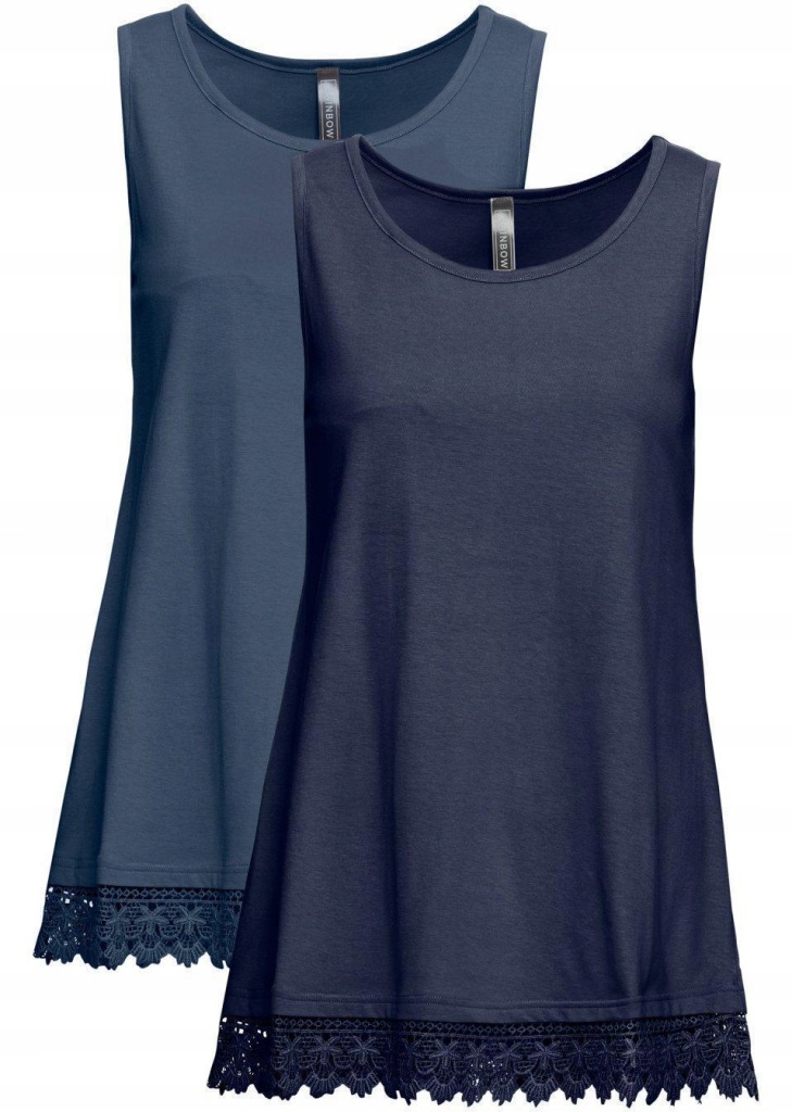 TOP Z KORONKĄ NIEBIESKI GRANATOWY 2szt. 1B2A21 Bonprix 36