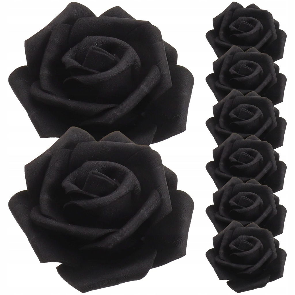 Czarne Piankowe róże 7 CM różyczki 5 sztuk