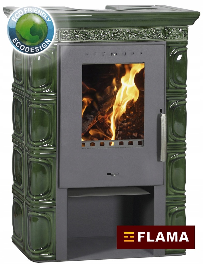Piec kaflowy kominek koza - Eldur 10kW olive