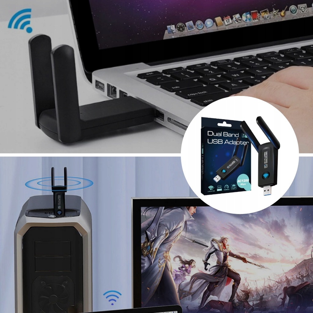 Купить АДАПТЕР СЕТЕВОЙ КАРТЫ WI-FI USB 3.0 1200 Мбит/с ДВОЙНОЙ: отзывы, фото, характеристики в интерне-магазине Aredi.ru