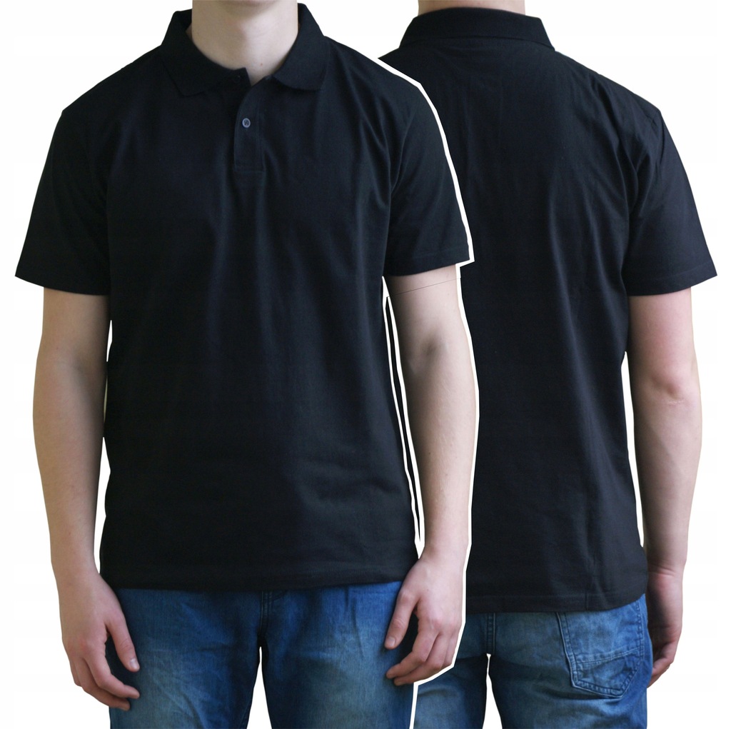 Koszulka POLO Męska Gładka 100% Bawełna Czarny XL