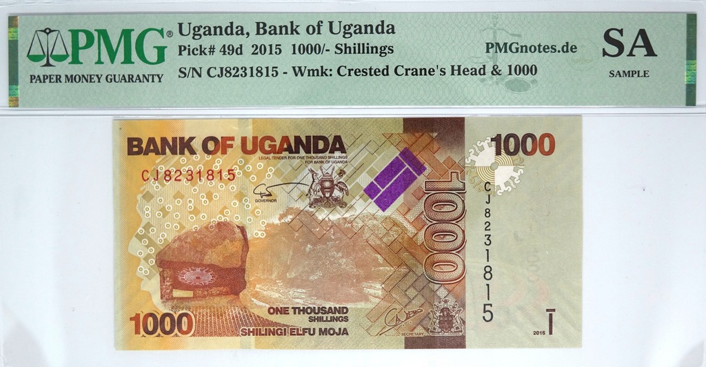 Uganda 1000 Shillings 2015 CJ8231815 PMG SAMPLE