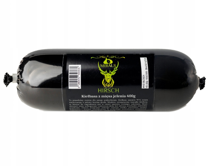 MIRALS Hirsch 400g kiełbasa z mięsa jelenia