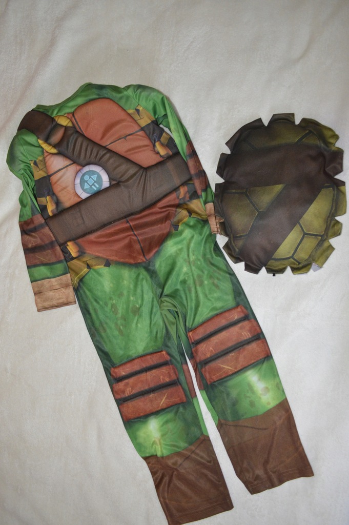 Turtles - strój, kostium, miękka skorupa,dźwięk, 5-6 l, 110-116
