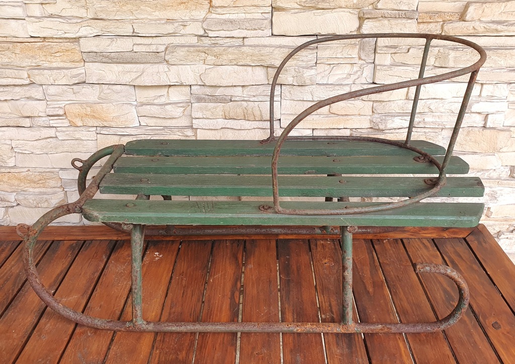 Stare sanki retro drewniane zabytkowe duże antyk