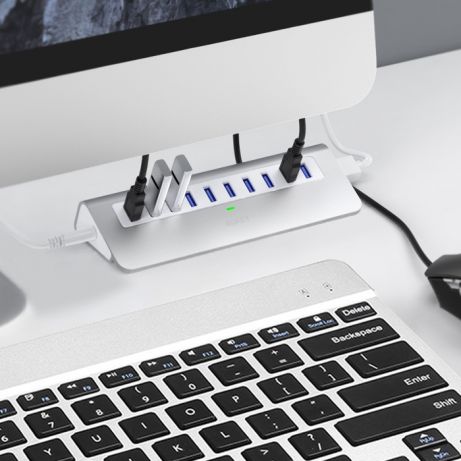 Rozdzielacz USB 3.0 Hub 10 portów Aluminium 36W