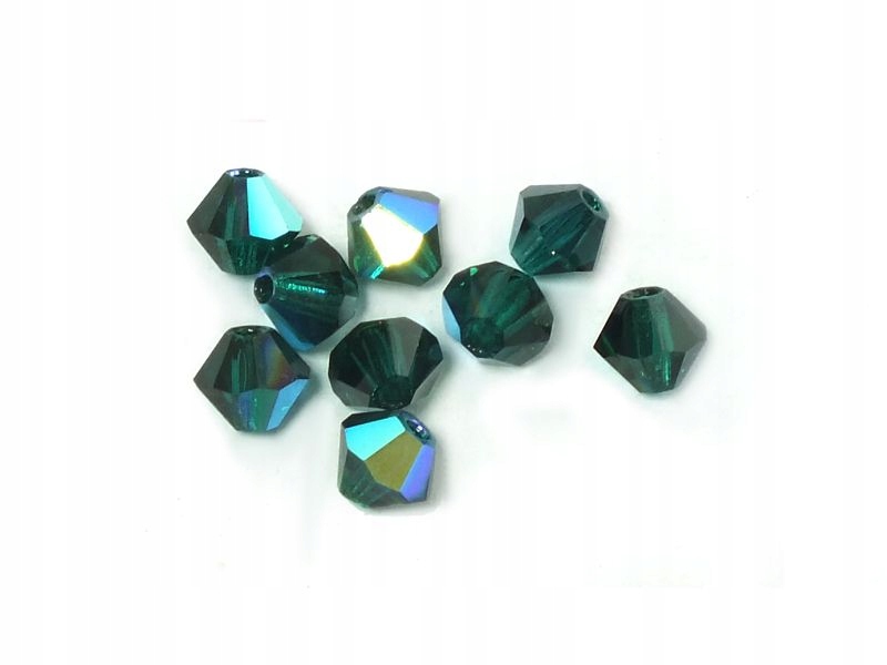 Bicone 4mm Emerald AB - 6 sztuk