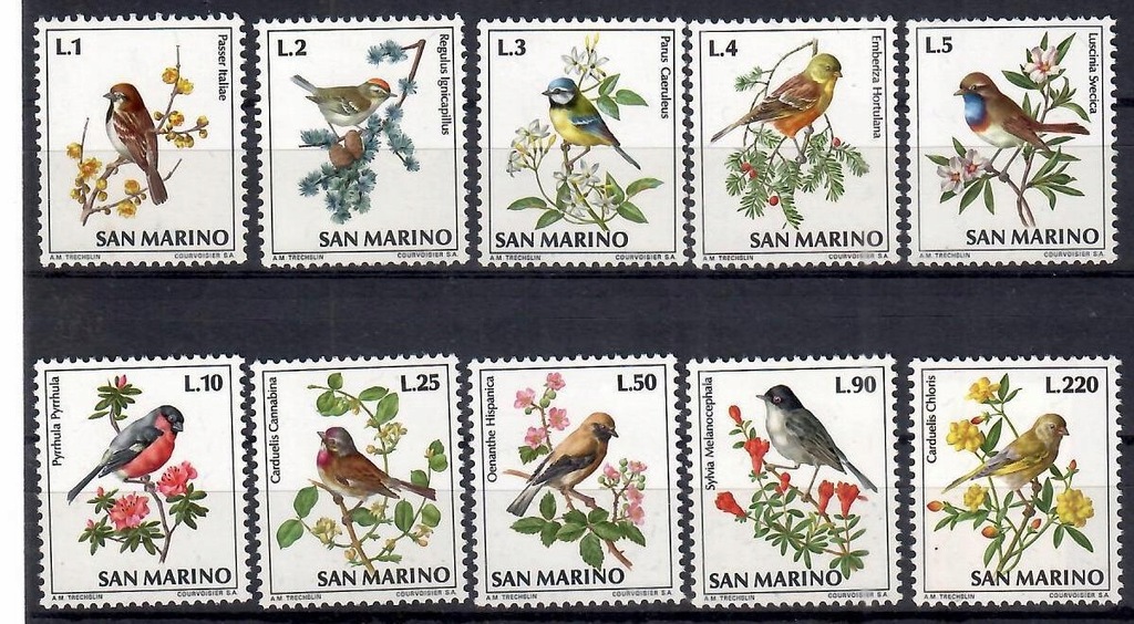 San Marino, M 1003-12, ptaki