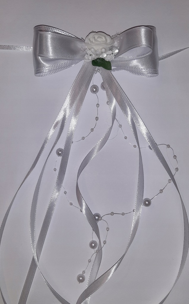 Kokardka biala. Do wianka.Śnieżnobiała