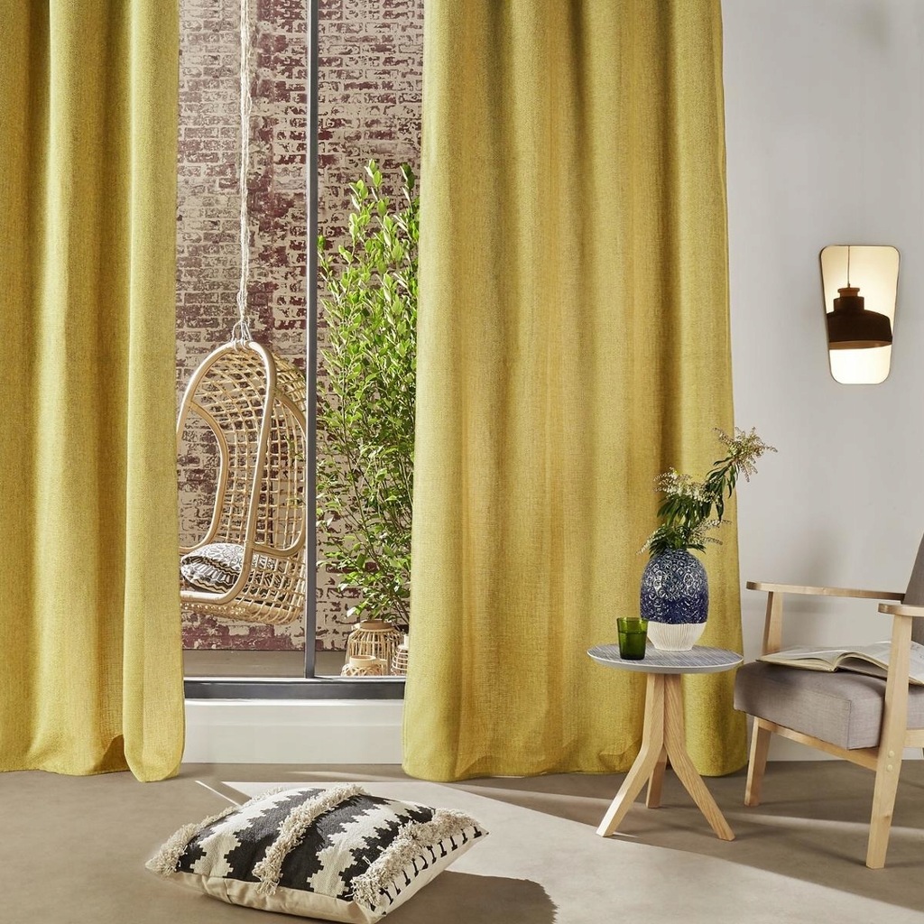MUSZTARDOWA ZASŁONA DO SALONU SYPIALNI 140x260cm 7521855359