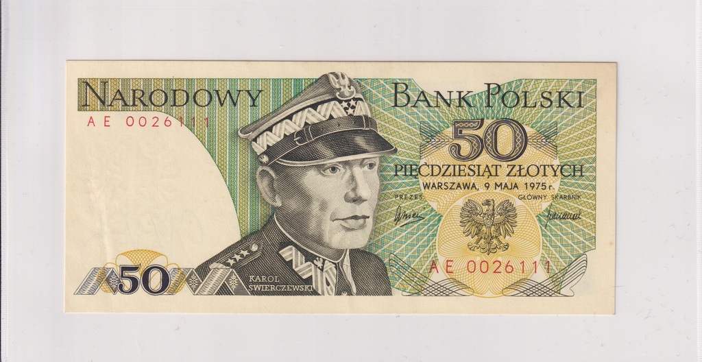 50 Złotych Polska 1975 -UNC Seria AE L6