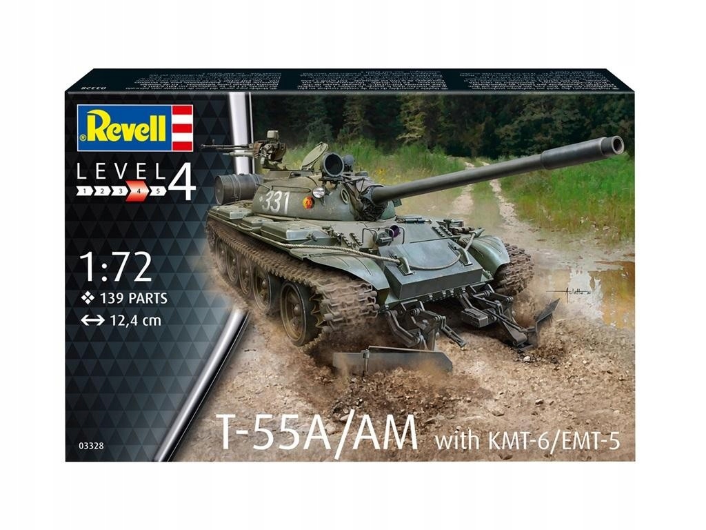 REVELL MODEL 1:72 CZOŁG T-55A/AM WITH KMT-6/EMT-5 33280