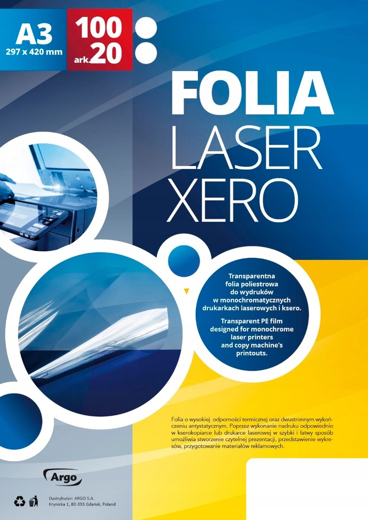 Folia do drukarek laser i kserokopiarek A3 20ark