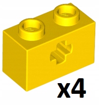 LEGO 32064 Technic Brick 1x2 Żółty 4 szt. N
