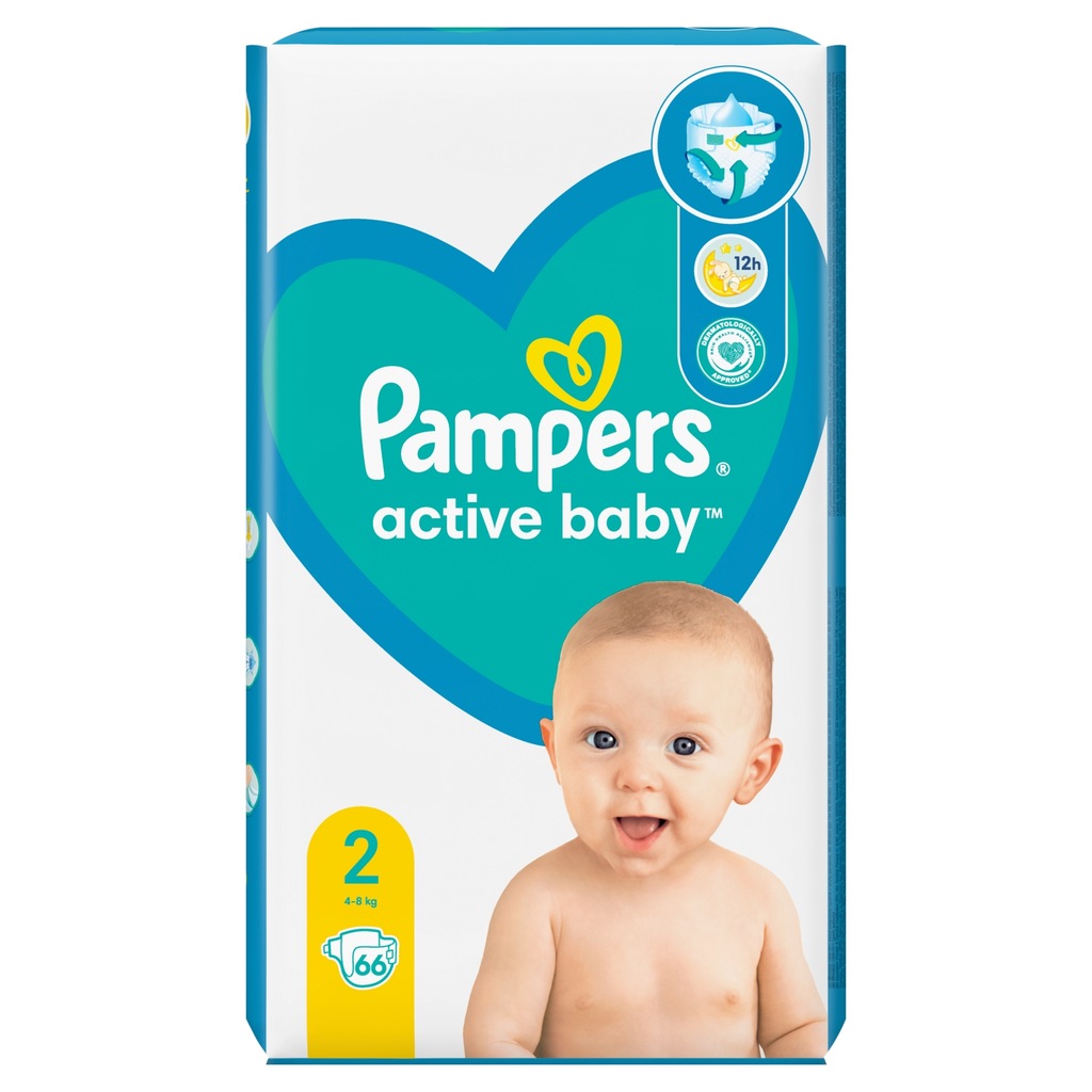 Pieluszki Pampers Active Baby rozmiar 2 4-8 kg 66 szt.