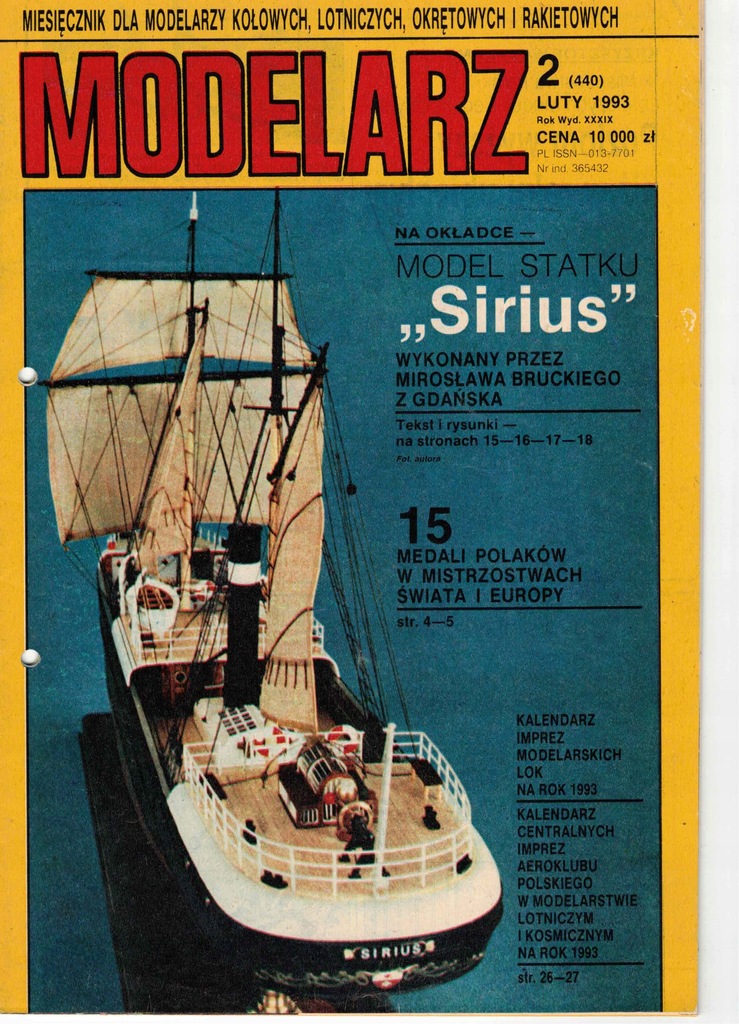 Modelarz 2/1993 statek Sirius