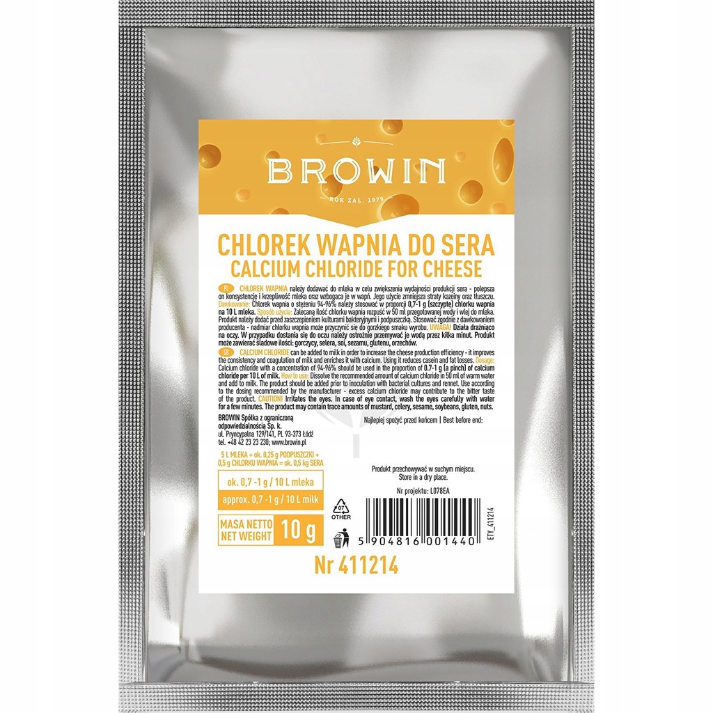 Chlorek wapnia do sera 10g , ser, serowarstwo